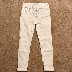 Free People White Button-Fly Skinny Jeans